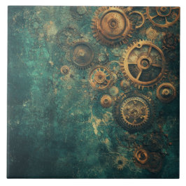 Vintage Steampunk Zahnräder & Uhrwerk Fliese