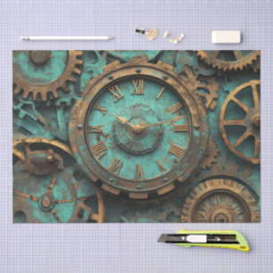 Vintage Steampunk Zahnräder & Uhrwerk Seidenpapier