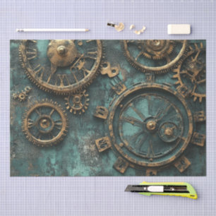 Vintage Steampunk Zahnräder & Uhrwerk Seidenpapier