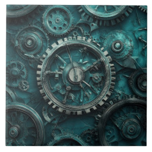 Vintage Steampunk-Zahnräder und Uhrwerk Fliese