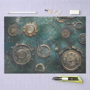 Vintage Steampunk-Zahnräder und Uhrwerk Seidenpapier
