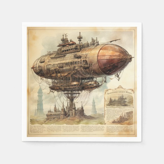Vintage-Steampunk-Zeppelin (10) Serviette (Vorderseite)