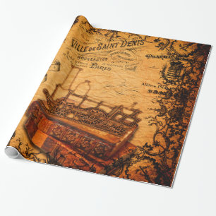 Vintage Steampunk Zug-Tapete Geschenkpapier