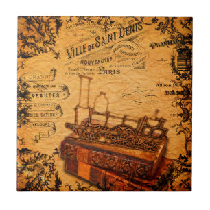 Vintage-Steampunk-Zug Wallpaper Fliese