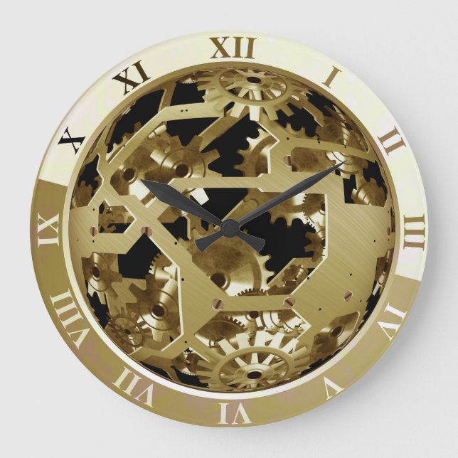 Vintage Steampunkuhr "Exposed Machinery" Wall Cloc Große Wanduhr (Vorderseite)