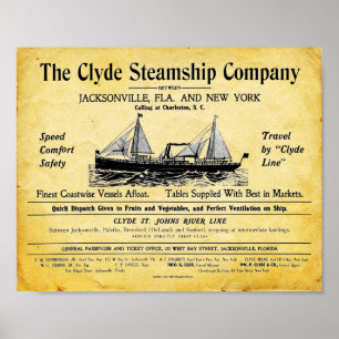 Vintage Steamship Print - Clyde Steamship Company Poster