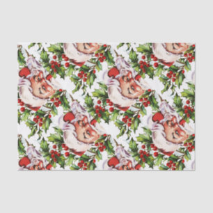 Vintage Stechpalme Weihnachtsmanns elegant Seidenpapier