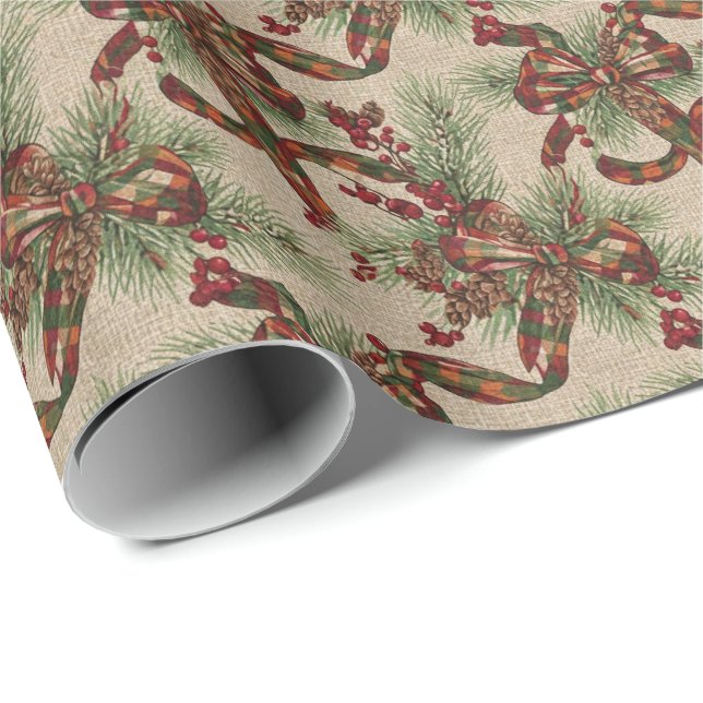 Vintage-Stechpalmen-Weihnachtspapier Geschenkpapier (Rolleneckpunkt)