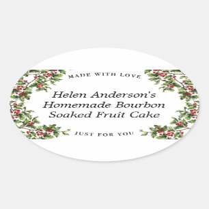 Vintage-Stechpalmenrahmen-Oval-Weihnachtsgeschenk- Ovaler Aufkleber