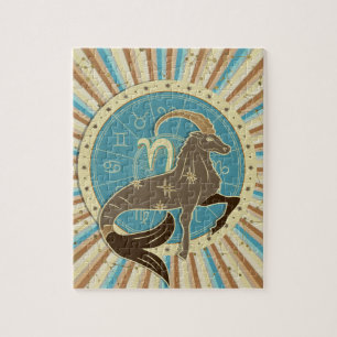 Vintage Steinbock-Tierkreis-Kunst Puzzle