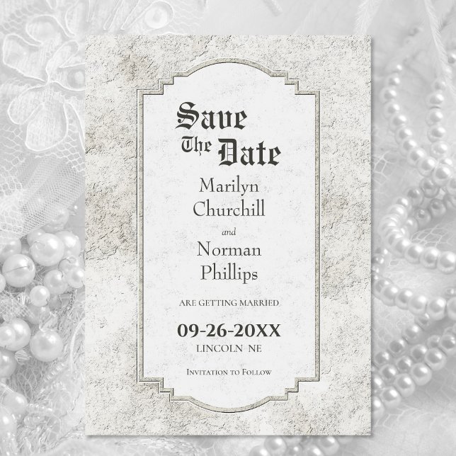 Vintage Steinhochzeit Save The Date (Von Creator hochgeladen)