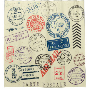 Vintage Stempel: Zeitlose Dekorationskollektion Duschvorhang