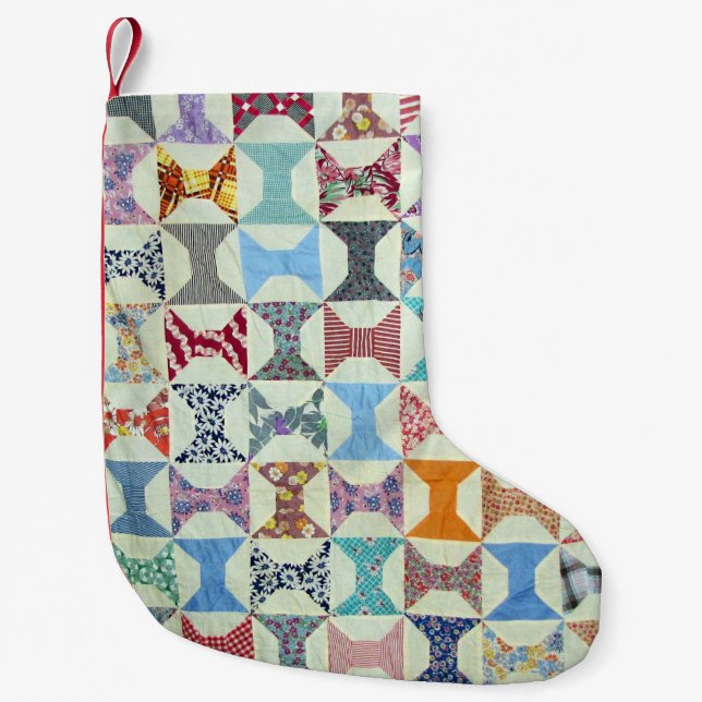 Vintage Steppdecke Kleiner Weihnachtsstrumpf (Vorderseite)