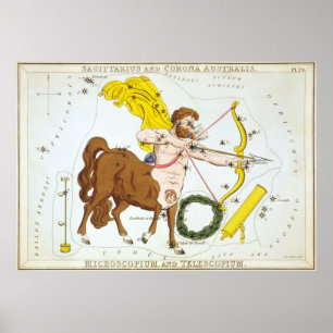 Vintage Sternbild-Sternbild-Karte (1825) Poster