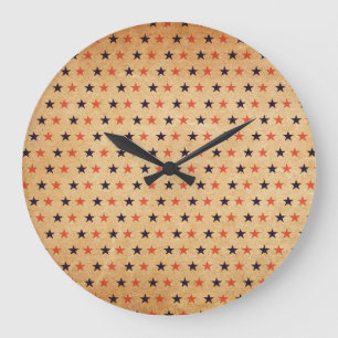 Vintage Sterne: Alte Papiertextur Große Wanduhr