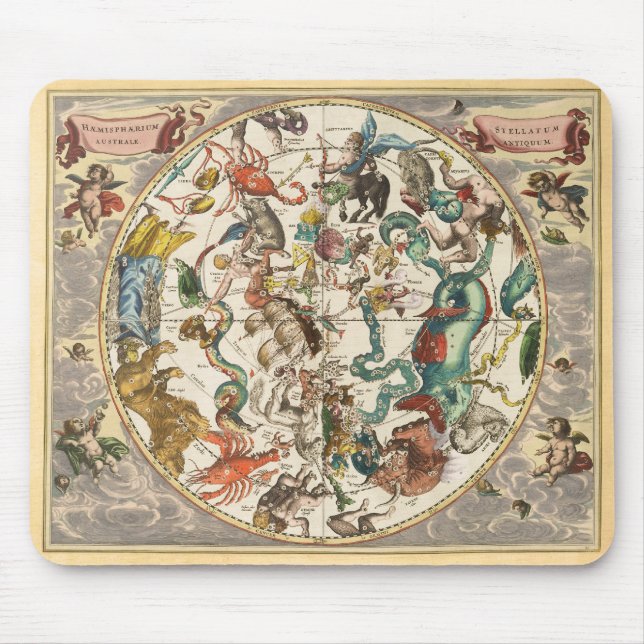 Vintage Sternenkonstellation Zodiac Star Mousepad (Vorne)