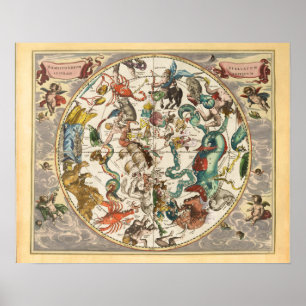 Vintage Sternenkonstellation Zodiac Star Poster