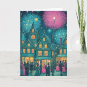 Vintage Sternennacht Weihnachtskarte Impressionist Karte