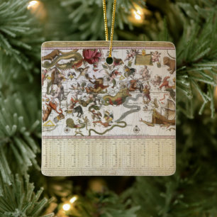 Vintage-Sternkarte der Konstellation von Backer un Keramikornament