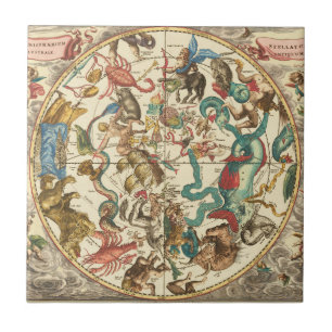 Vintage-Sternkarte der Südhalbkugel von 1660 Fliese