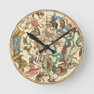 Vintage-Sternkarte der Südhalbkugel von 1660 Runde Wanduhr