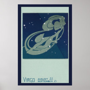 Vintage-Sternkreiszeichen-Astrologie, Jungfrau-Ste Poster