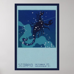 Vintage-Sternkreiszeichen-Astrologie, Skorpion-Ste Poster