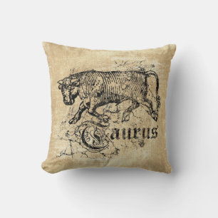 Vintage-Sternzeichen Stier Kissen