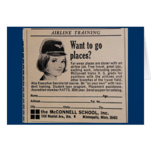 Vintage Stewardess-Anzeige