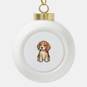 Vintage-Stich-Beagle-Welpe-Vektor-Art_1 Keramik Kugel-Ornament