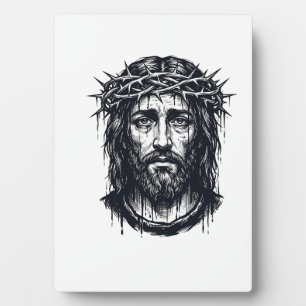 Vintage-Stich Crown of Thorns Heiliges Porträt  Fotoplatte