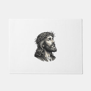 Vintage-Stich Crown of Thorns-Porträt-Design_ Fußmatte