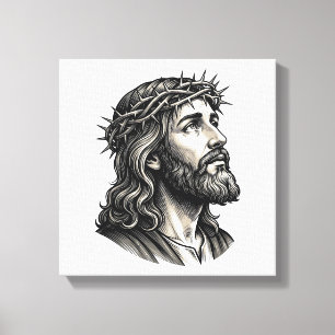 Vintage-Stich Crown of Thorns-Porträt-Design_ Leinwanddruck