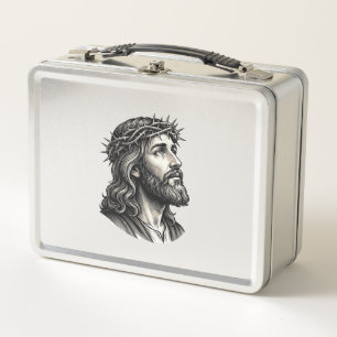 Vintage-Stich Crown of Thorns-Porträt-Design_ Metall Brotdose