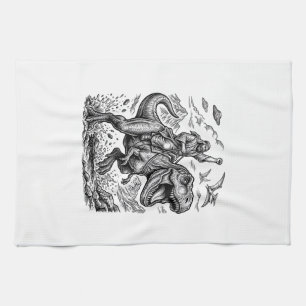 Vintage-Stich-Dinosaur-Reiter-Grafik-T-Shirt_1 Geschirrtuch