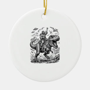 Vintage-Stich-Dinosaur-Reiter-Grafik-T-Shirt_1 Keramik Ornament
