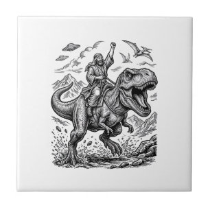 Vintage-Stich-Dinosaurier-Reiter-Grafik-T-Shirt_1 Fliese