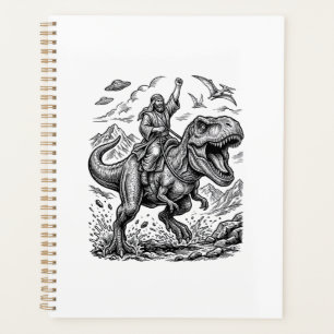 Vintage-Stich-Dinosaurier-Reiter-Grafik-T-Shirt_1 Planer