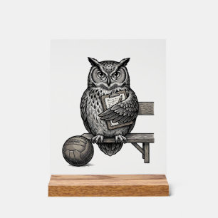 Vintage-Stich-Eulen-Fußballtrainer-Shirt-Design_1 Acrylschild