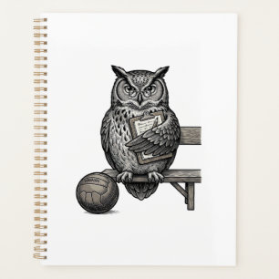 Vintage-Stich-Eulen-Fußballtrainer-Shirt-Design_1 Planer