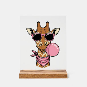 Vintage-Stich Giraffe Bubblegum Vektor Design_ Acrylschild