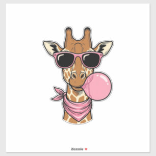 Vintage-Stich Giraffe Bubblegum Vektor Design_ Aufkleber