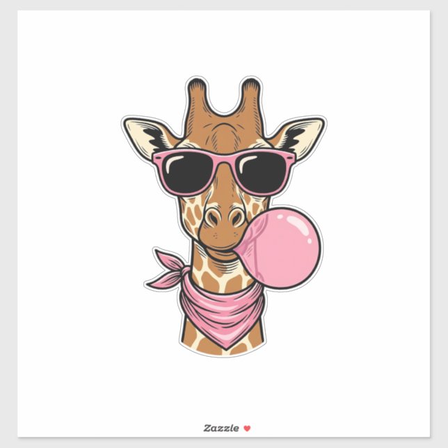 Vintage-Stich Giraffe Bubblegum Vektor Design_ Aufkleber (Blatt)