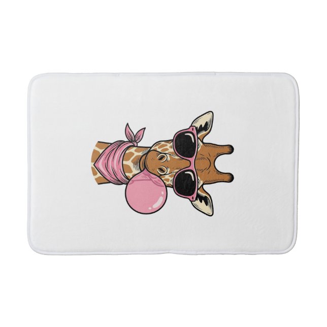 Vintage-Stich Giraffe Bubblegum Vektor Design_ Badematte (Vorderseite)
