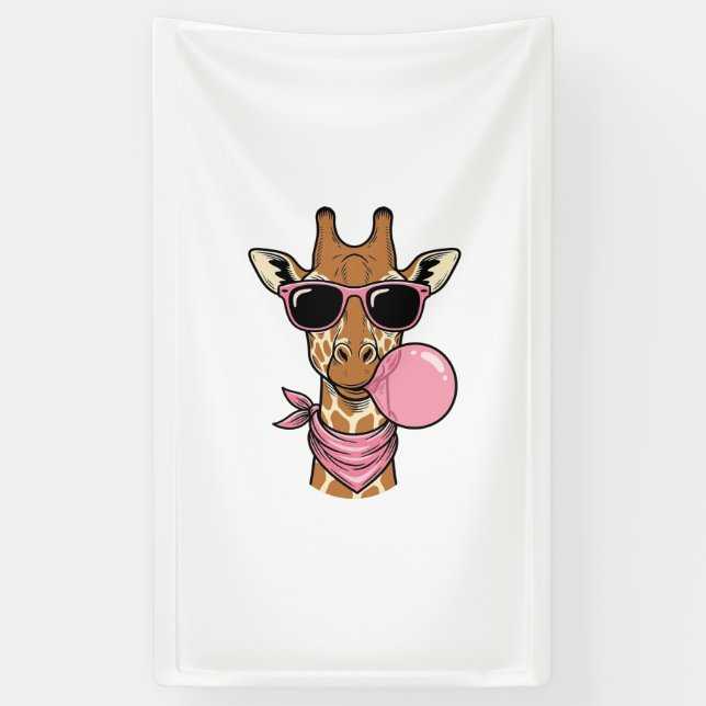Vintage-Stich Giraffe Bubblegum Vektor Design_ Banner (Vertikal)