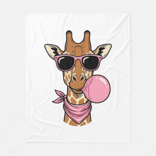 Vintage-Stich Giraffe Bubblegum Vektor Design_ Fleecedecke (Vorderseite)