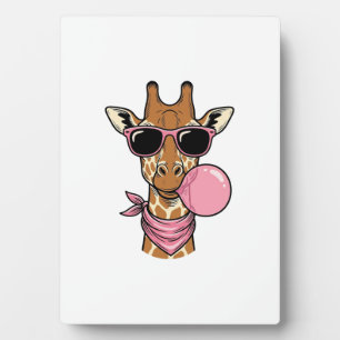 Vintage-Stich Giraffe Bubblegum Vektor Design_ Fotoplatte