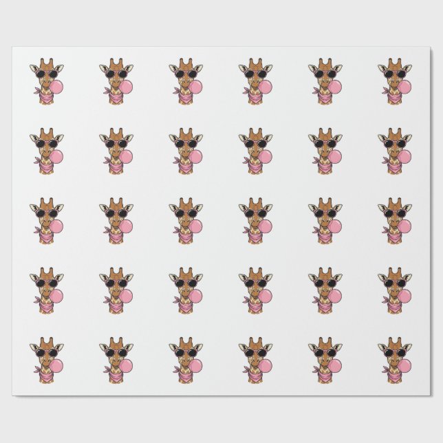 Vintage-Stich Giraffe Bubblegum Vektor Design_ Geschenkpapier (Flach)