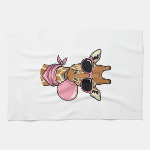 Vintage-Stich Giraffe Bubblegum Vektor Design_ Geschirrtuch