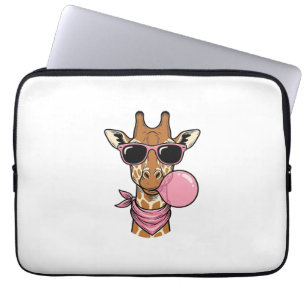 Vintage-Stich Giraffe Bubblegum Vektor Design_ Laptopschutzhülle
